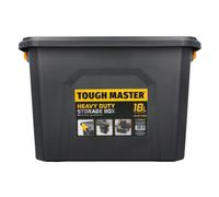 TOUGH MASTER Storage Box 18 litres Durable Plastic Reinforced Construction Secure & Stackable Design Waterproof Dustproof Chest Latches Versatile