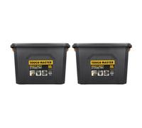 TOUGH MASTER Storage Boxes with Lids 18L Strong Tool Box Stackable for Home, Office & Workshop (Pack of 2)