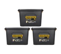 TOUGH MASTER Storage Boxes with Lids 18L Strong Tool Box Stackable for Home, Office & Workshop (Pack of 3)