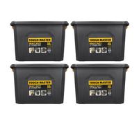 TOUGH MASTER Storage Boxes with Lids 18L Strong Tool Box Stackable for Home, Office & Workshop (Pack of 4)