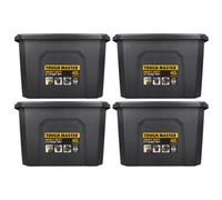 TOUGH MASTER Plastic Storage Box with Lid 40L, Box Size 49x38x32cm, Heavy Duty Tool Box Stackable for Home, Office & Workshop (Pack of 4)