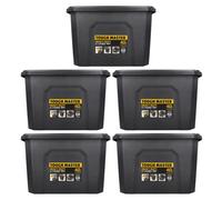 TOUGH MASTER Plastic Storage Box with Lid 40L, Box Size 49x38x32cm, Heavy Duty Tool Box Stackable for Home, Office & Workshop (Pack of 5)