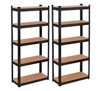 Tough Master Storage Shelving Units 5 Tier 70X30X150Cm Black Boltless Storage Rack Pack Of 2 For Kitchen, Garage