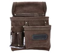 TOUGH MASTER Belt Tool Pouch, 3 Multi Pockets Suede Leather Nail Work Pouch, DIY Organiser for Builders, Carpenters, Gardeners, Electricians