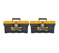 TOUGH MASTER Tool Box Professional Heavy Duty Black & Yellow DIY Large 16 inch/41x 21.3x 20cm Portable Mobile Tool Chest Storage Organiser with Removable Tote Tray (Pack of 2)