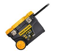 Large Tool Box On Wheels 24" Inch 62cm Professional Heavy Duty Toolbox Chest With Tote Tray 60 Litres Capacity 2 Wheels For Maintenance, Outdoors, Hobbies, Fishing, Garage And Home TOUGH MASTER