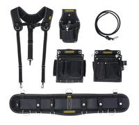 TOUGH MASTER Tool Pouch Set Premium Quality with Leather Belt, Massage Foam Segments in Waist Support, Set of Pouches with 28 Pockets & 10 Layers of High Tech Solutions