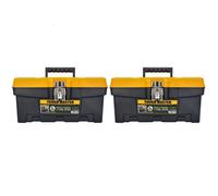 TOUGH MASTER Tool Box Professional Heavy Duty Black & Yellow DIY Large 16 inch/41x 21.3x 20cm Portable Mobile Tool Chest Storage Organiser with Removable Tote Tray (Pack of 2)