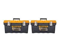 Tool Box 19" Inch 49x 26x 24cm Professional Heavy Duty DIY Large Portable Mobile Tool Chest Storage Organiser with Removable Tote Tray Black & Yellow TOUGH MASTER (Pack of 2)