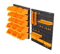 TOUGH MASTER Wall Mounted Storage Bins 34 Piece Set of Storage Boards with Plastic Drawers Garage Shelving Units Workshop Organiser DIY Tools Crafts Screws Nuts Bolts