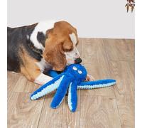 Tough Octopus Dog Toy, Durable Interactive Design (Blue) | Squeaky sound, Soft plush material, Long tentacles for tugging, Indoor, Outdoor usage