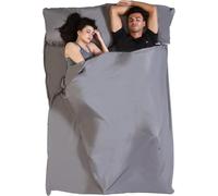 Tough Outdoors Double Sleeping Bag Liner - Adult Sleep Sack & Travel Sheets - Sleeping Bag Liners - Lightweight Travel Sleep Sack for Backpacking - Grey with Zipper
