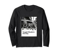 Tough Pitbulls in The City - Urban Dog Lover Graphic Long Sleeve T-Shirt