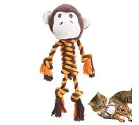 Tough Rope Toy - Monkey Cotton Rope Dog Chew Toy, Squeaky Interactive Plush Pet Ţoy For Aggressive Chewers | Tough Teething Teeth-Cleaning Tug Of War Game | Boredom Relief Enrichment Gift For Small Me