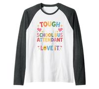 Tough School Bus Attendant Crazy Enough to Love It - Raglan Baseball Tee