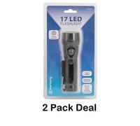 Tough torch TWO Pack Power Cut Aluminium 17 Super Bright LEDs, IP44
