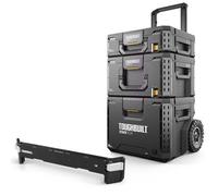 Toughbuilt Stacktech 3 Piece Premium Rolling Wheeled Tool Box + Cup Cliptech Bar