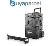 Toughbuilt StackTech 3 Piece Premium Rolling Wheeled Tool Box + Cup ClipTech Bar
