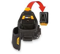 ToughBuilt - Tape Measure/Utility Knife Pouch - 7 Pockets and Loops, Plastic-Lined Knife Pocket (Patented ClipTech Hub & Belts) - (TB-CT-25XB-UK)