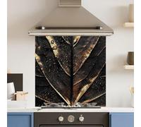 Toughened 6mm Glass Kitchen Splashback 60 x 60cm Gold Black Close Up - Polished Heat Resistant Back Splash for Cookers Hob