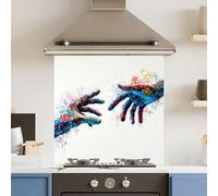 Toughened 6mm Glass Kitchen Splashback 60 x 60cm Grafitti Hands - Polished Edge Heat Resistant Back Splash for Cookers Hob