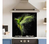 Toughened 6mm Glass Kitchen Splashback 60 x 60cm Green Parrot - Polished Edge Heat Resistant Back Splash for Cookers Hob