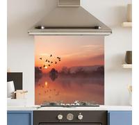 Toughened 6mm Glass Kitchen Splashback 60 x 60cm Misty Morning - Polished Edge Heat Resistant Back Splash for Cookers Hob