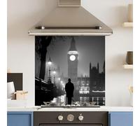 Toughened 6mm Glass Kitchen Splashback 60 x 60cm Monochrome BigBen - Polished Heat Resistant Back Splash for Cookers Hob