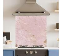 Toughened 6mm Glass Kitchen Splashback 60 x 60cm Pink Gold Marble - Polished Heat Resistant Back Splash for Cookers Hob
