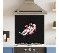 Toughened 6mm Glass Kitchen Splashback 60 x 60cm Space Flamingo - Polished Edge Heat Resistant Back Splash for Cookers Hob