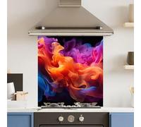 Toughened 6mm Glass Kitchen Splashback 60 x 65cm Colour Cloud - Polished Edge Heat Resistant Back Splash for Cookers Hob