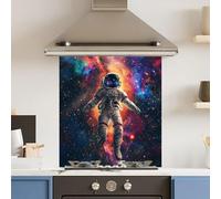 Toughened 6mm Glass Kitchen Splashback 60 x 65cm Floating Space - Polished Edge Heat Resistant Back Splash for Cookers Hob