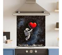 Toughened 6mm Glass Kitchen Splashback 60 x 65cm Love Space - Polished Edge Heat Resistant Back Splash for Cookers Hob