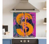 Toughened 6mm Glass Kitchen Splashback 60 x 65cm Vibrant Dollar - Polished Edge Heat Resistant Back Splash for Cookers Hob