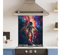 Toughened 6mm Glass Kitchen Splashback 60 x 75cm Floating Space - Polished Edge Heat Resistant Back Splash for Cookers Hob