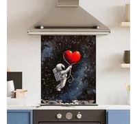 Toughened 6mm Glass Kitchen Splashback 60 x 75cm Love Space - Polished Edge Heat Resistant Back Splash for Cookers Hob