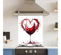Toughened 6mm Glass Kitchen Splashback 60 x 75cm Red Wine Heart - Polished Edge Heat Resistant Back Splash for Cookers Hob
