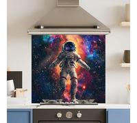 Toughened 6mm Glass Kitchen Splashback 70 x 65cm Floating Space - Polished Edge Heat Resistant Back Splash for Cookers Hob