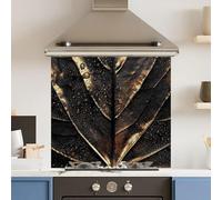 Toughened 6mm Glass Kitchen Splashback 70 x 65cm Gold Black Close Up - Polished Heat Resistant Back Splash for Cookers Hob