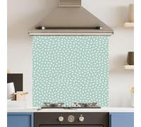 Toughened 6mm Glass Kitchen Splashback 70 x 65cm Green Dot Pattern - Polished Heat Resistant Back Splash for Cookers Hob