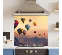 Toughened 6mm Glass Kitchen Splashback 70 x 65cm Hot Air Balloon - Polished Edge Heat Resistant Back Splash for Cookers Hob
