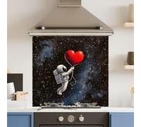 Toughened 6mm Glass Kitchen Splashback 70 x 65cm Love Space - Polished Edge Heat Resistant Back Splash for Cookers Hob