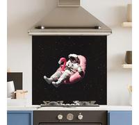 Toughened 6mm Glass Kitchen Splashback 70 x 65cm Space Flamingo - Polished Edge Heat Resistant Back Splash for Cookers Hob