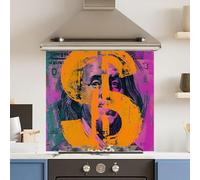 Toughened 6mm Glass Kitchen Splashback 70 x 65cm Vibrant Dollar - Polished Edge Heat Resistant Back Splash for Cookers Hob