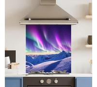 Toughened 6mm Glass Kitchen Splashback 70 x 75cm Colourful Northern Lights Heat Resistant Back Splash for Cookers Hob