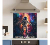 Toughened 6mm Glass Kitchen Splashback 70 x 75cm Floating Space - Polished Edge Heat Resistant Back Splash for Cookers Hob