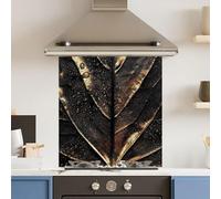Toughened 6mm Glass Kitchen Splashback 70 x 75cm Gold Black Close Up - Polished Heat Resistant Back Splash for Cookers Hob