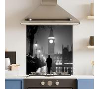 Toughened 6mm Glass Kitchen Splashback 70 x 75cm Monochrome BigBen - Polished Heat Resistant Back Splash for Cookers Hob