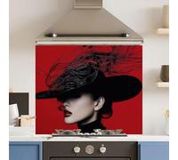 Toughened 6mm Glass Kitchen Splashback 90 x 65cm Black Music - Polished Edge Heat Resistant Back Splash for Cookers Hob