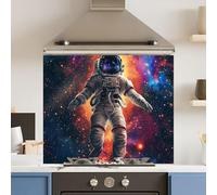 Toughened 6mm Glass Kitchen Splashback 90 x 65cm Floating Space - Polished Edge Heat Resistant Back Splash for Cookers Hob